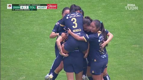 Gran Golazo Y Doblete De Stephanie Ribeiro Que Pone El 4 1 De Pumas