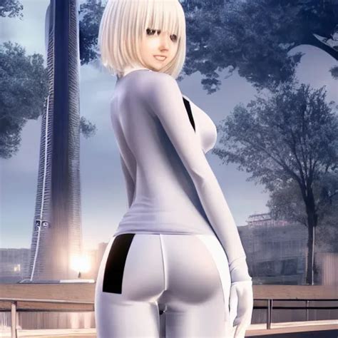 Platinum Blonde Haired Long Bob Cut Blue Eyed Stable Diffusion