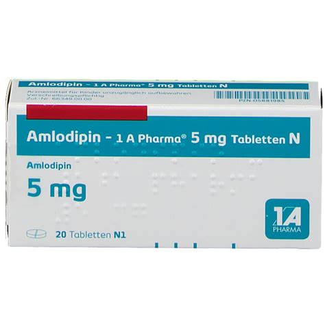 Amlodipin 1A Pharma 5Mg N 20 St Mit Dem E Rezept Kaufen Shop Apotheke