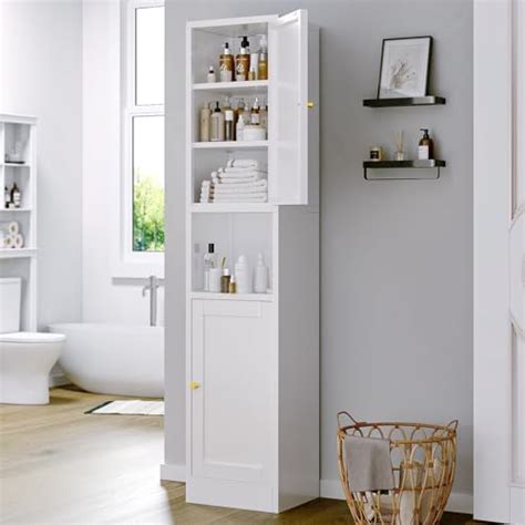 Amazon Vasagle Tall Bathroom Cabinet With Lights Slim Bathroom