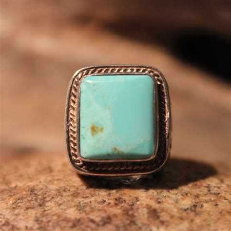 Vintage Large Mens Turquoise Ring Sterling Navajo Native American Heavy