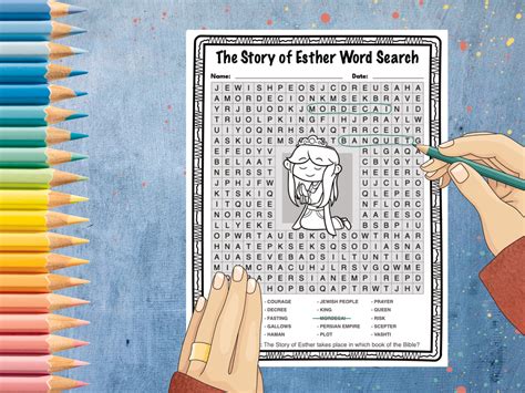 The Story Of Esther Word Search Bible Puzzle Activity Worksheet