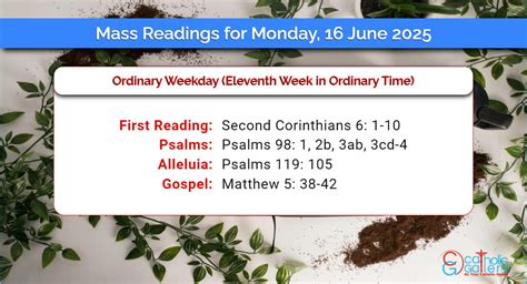 Daily Mass Readings For Monday June Catholic Gallery