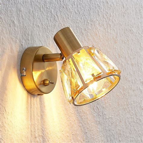 Lindby Kosta wall light with switch, brass | Lights.ie