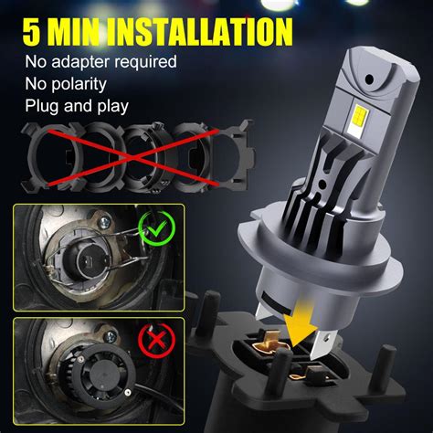 Cheap 2pcs H7 Led Powerful Headlight Bulb Mini Wireless 40000lm 6500k