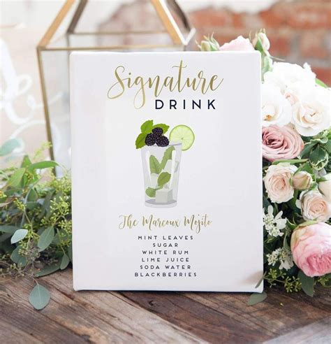 Wedding Signature Drink Sign Template Free