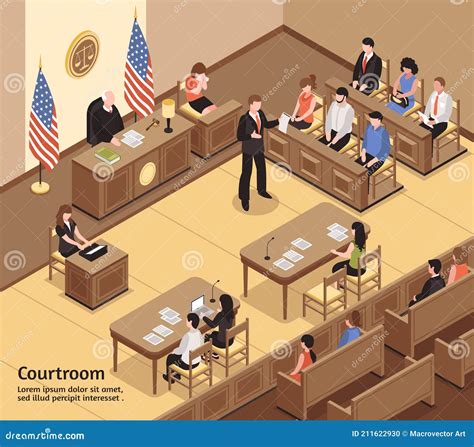 Judiciary Isometric Infographics Vector Illustration Cartoondealer