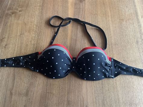 Schwarzer Punkte Bikini Oberteil Grösse 40 Push up Neckholde Kaufen