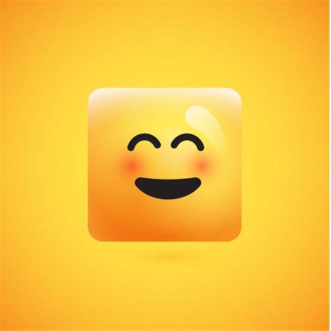 High detailed square yellow emoticon on a yellow background, vector ...