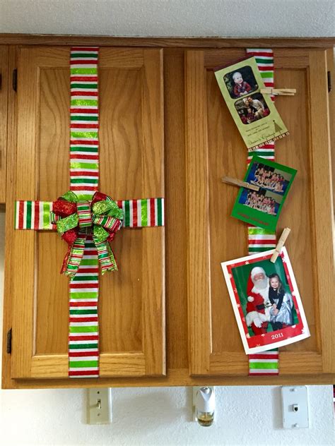 Christmas Cabinet Ribbon Card Holder Ribbon Cards Santas Workshop