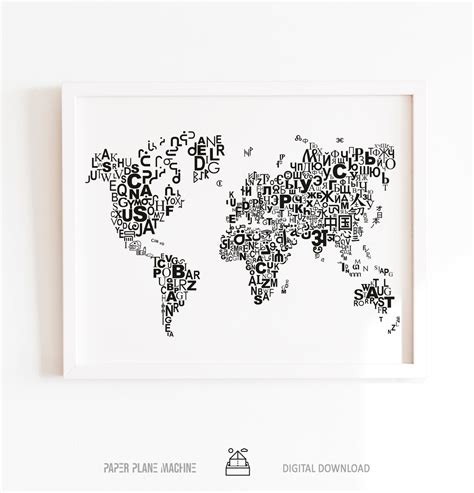 The WORLD'S SCRIPTS MAP World Map Wall Art World Map - Etsy