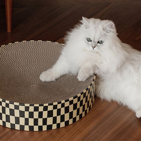 Corrugated Cardboard Cat Bed English Checkerboard Apollobox