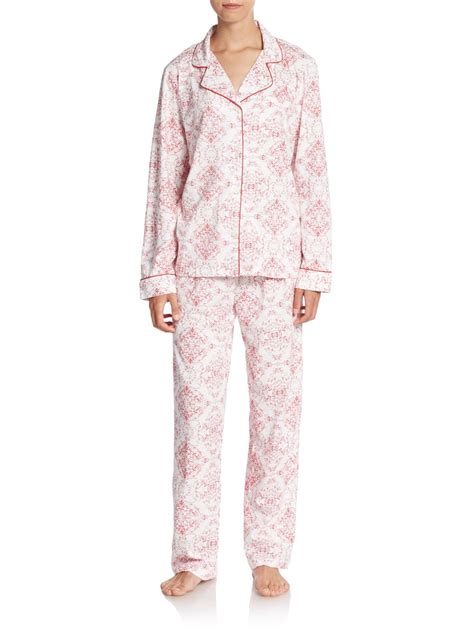 Lyst Cottonista Notched Collar Pima Cotton Pajama Set In Pink