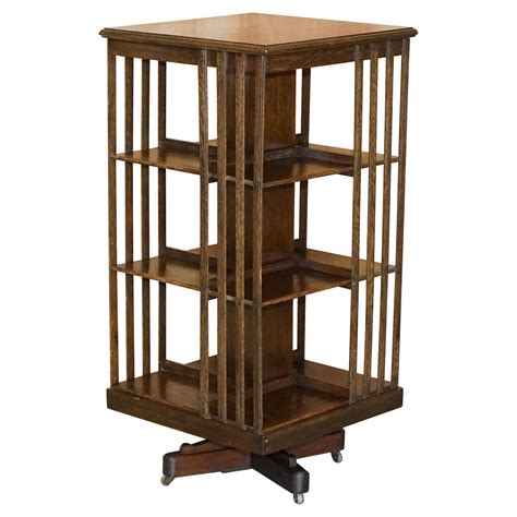 Large American Oak Revolving Bookcase At 1stdibs