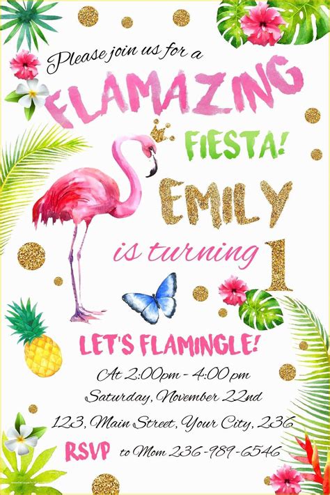 Flamingo Invitation Template Free Of Endearing Flamingo Birthday Party ...