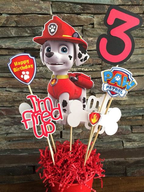 Custom Marshall Paw Patrol Centerpiece Inserts Only Etsy Fiesta