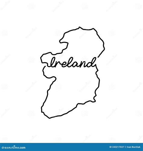 Ireland Outline Map National Borders Country Shape Cartoon Vector