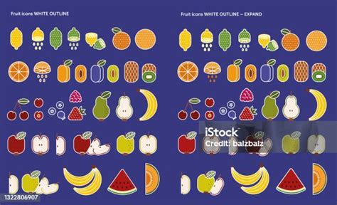 水果圖示的變異大水果圖示集向量圖形及更多圖標集圖片 圖標集 圖示 插圖 Istock