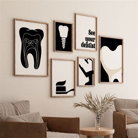 6 dentist wall art set dental wall art abstract dental office decor ...