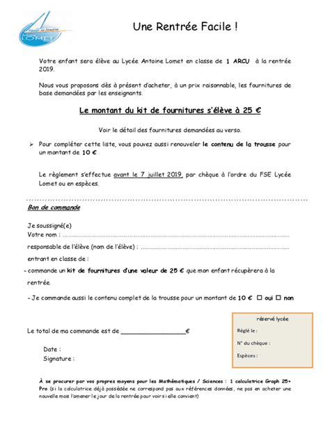 Remplissable En Ligne Lettres Parents Ere Et Terminale Doc Fax Email