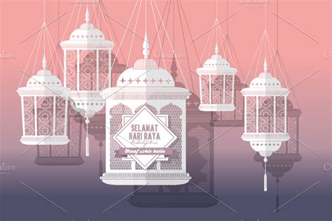 Hari Raya Lanterns Vector Illustrations Creative Market