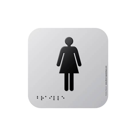 Plaque Alu Toilettes Femmes Relief Noir Et Braille Direct Signal Tique