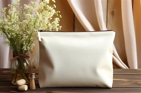 Premium Ai Image Blank Canvas Makeup Bag Mockup On A Pastel