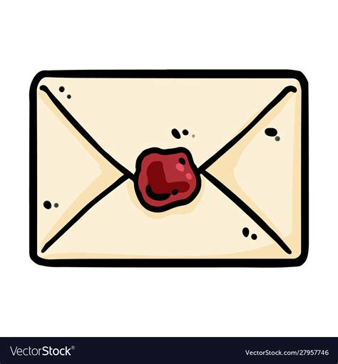 Cute Cartoon Envelope Doodle Image Snail Mail Vector Image