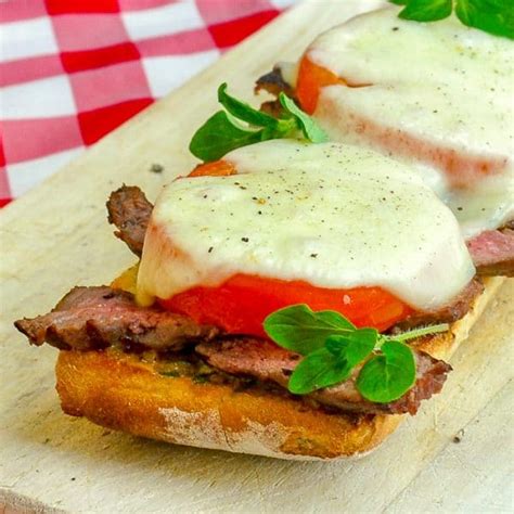 Open Face Tomato Provolone Steak Sandwich