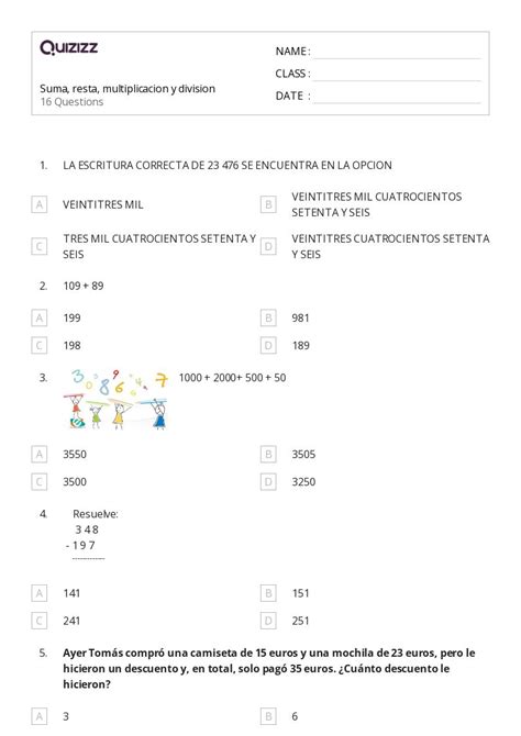 50 Multiplicación y conteo salteado hojas de trabajo para Grado 1 en