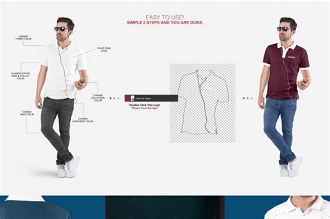 Men S Polo T Shirt Mockup Set On Yellow Images Creative Store 52166