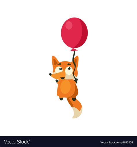 Fox Flying With Balloon Royalty Free Vector Image