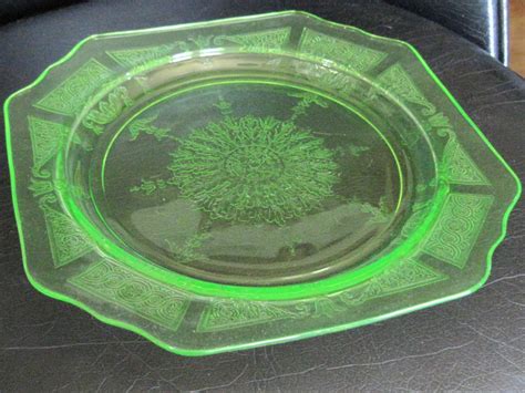 Antique Vaseline Green Depression Glass Plate Princess Antique Price Guide Details Page