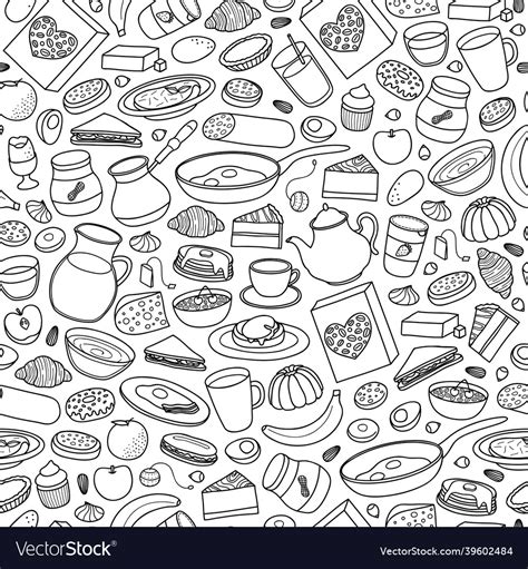 Seamless Pattern With Breakfast Dishes Royalty Free Vector