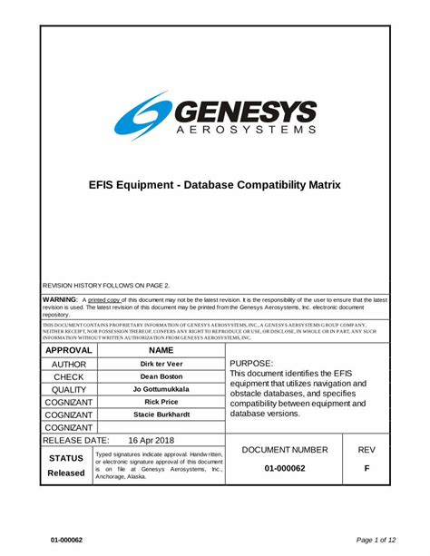 PDF EFIS Equipment Database Compatibility Matrix DOKUMEN TIPS