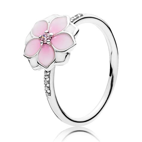 Pandora Magnolia Bloom Enamel And Cz Ring 191026pcz Ben Bridge Jeweler