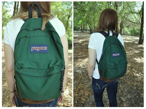 Vintage Forest Green Jansport Leather Bottom Backpack Made In