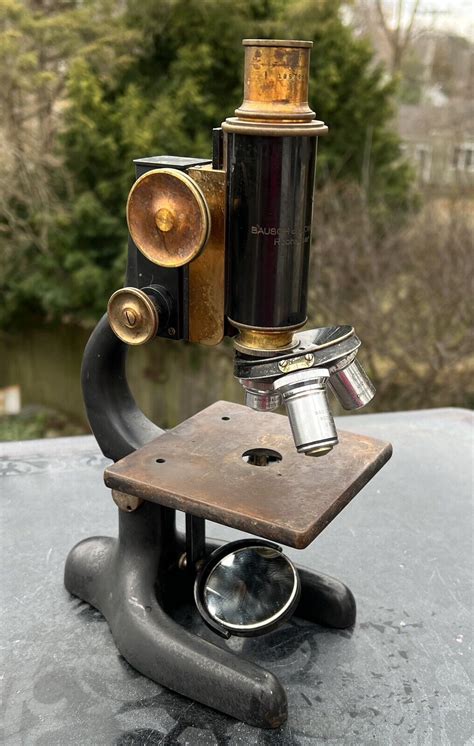 Antique Bausch And Lomb Microscope 1926 Heavy Iron Brass Instrument