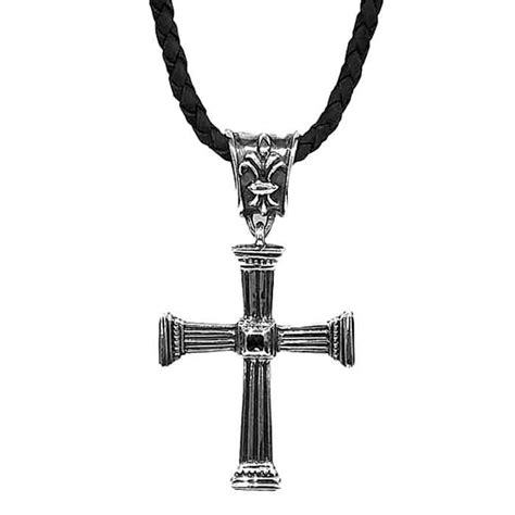 Neckband Pendant Cross Unique Onyx Checker Cut - Artissimo