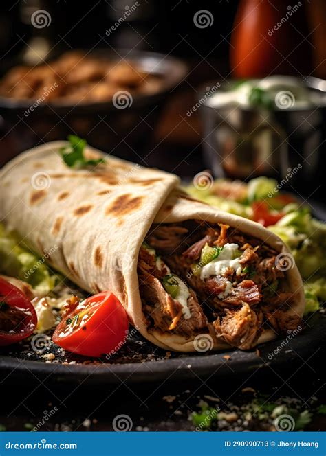 Tasty kebab wrap stock illustration. Illustration of turkish - 290990713