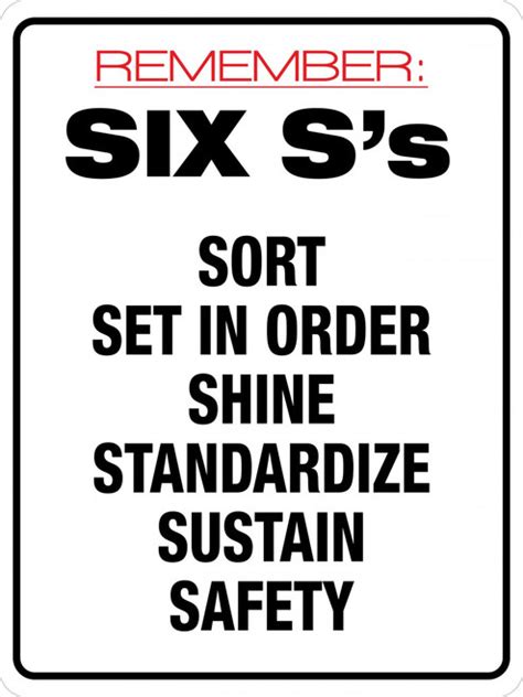 Six Ss Wall Sign Creative Safety Supply