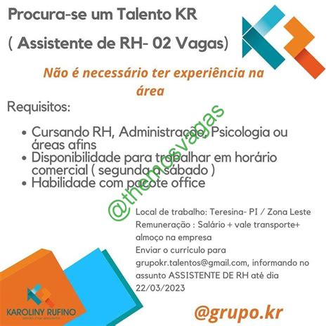 Assistente De Rh Teresina Pi Vaga S Themos Vagas Empregos