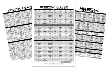 Track P90x Workout Sheet