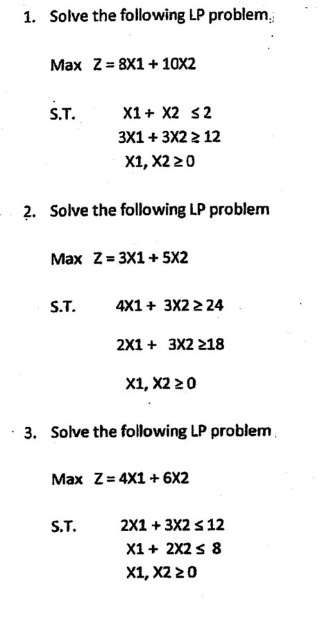 Solved 1 Solve The Following Lp Problem Max Z 8x1 10x2