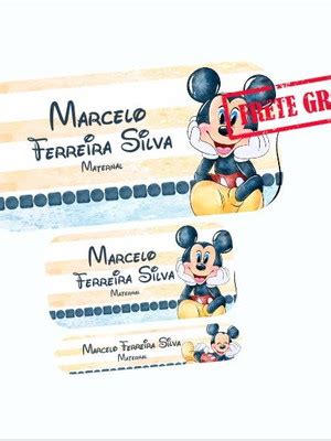 Etiquetas Escolares Mickey 150un Frete Grátis Elo7