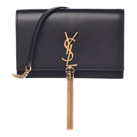 SAINT LAURENT Smooth Calfskin Classic Monogram Kate Tassel Chain Wallet