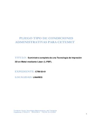 Completable En línea PLIEGO TIPO DE CONDICIONES Fax Email Imprimir