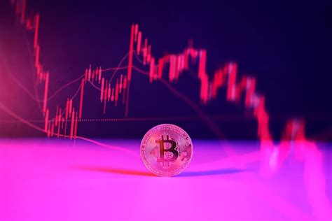 Bitcoin Con Luces Azules Y Rojas Con Volatilidad Roja Del Mercado De