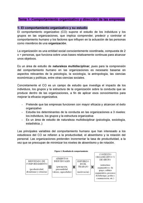 Tema El Comportamiento Humano En Las Organizaciones Tema