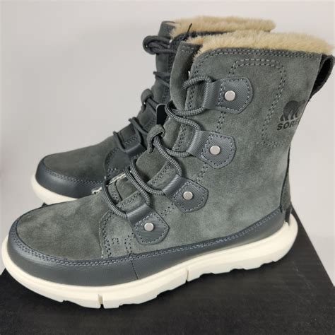 Sorel Explorer Ii Joan Faux Fur Insulated Waterproof Boot Womens Size 65 Grey Ebay